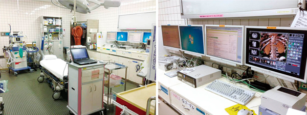 図6　救急センター処置室 救急センター処置室内の電子カルテで3Dモデルを参照可能。